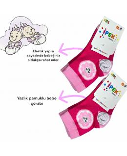 YAZLIK COTTON BEBE ÇORABI DESENLİ 12 ÇİFT POŞETLİ