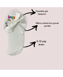 ÇOCUK MİKRO COTTON AKSESUARLI ÇOCUK ÇORABI 12 ÇİFT BEYAZ POŞETLİ